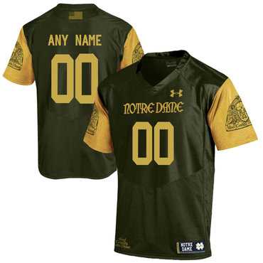 Mens Notre Dame Fighting Irish Olive Green Customized College Football Jersey